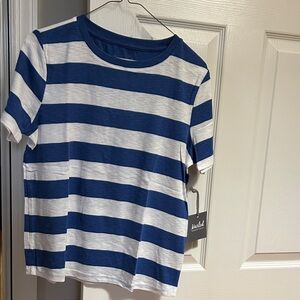 Marled Navy & White Striped Short Sleeve Tee